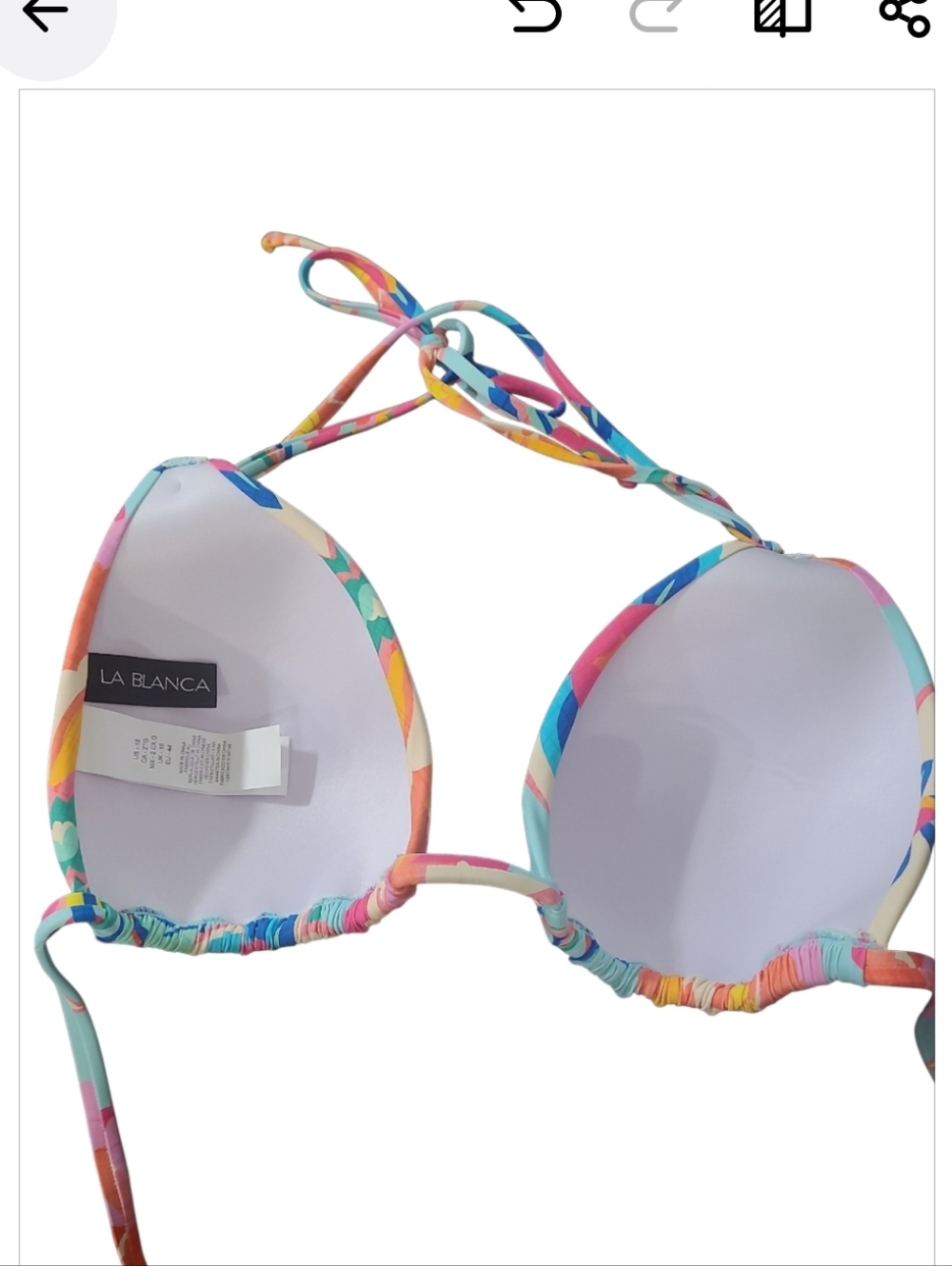 La Blanca Coral Tie-Side Bikini Bottoms with Multicolor Floral Halter Top 12 NWT - Picture 8 of 11